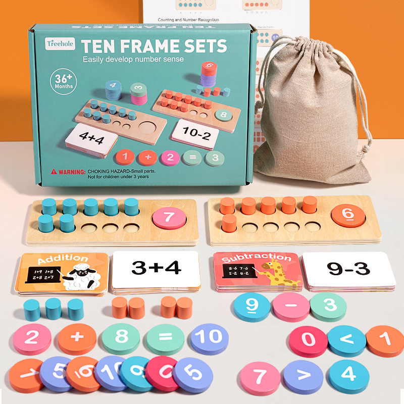 Math Manipulative Set - Детская деревянная доска с цифрами, когнитивное