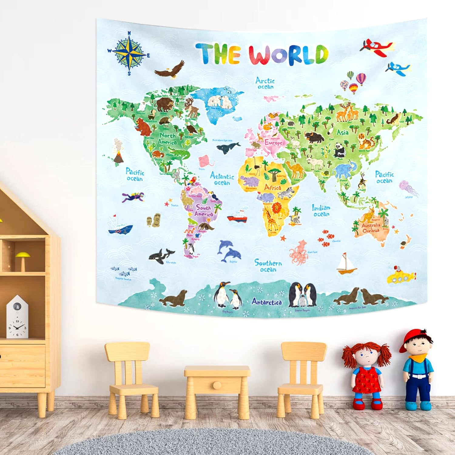 Детская карта мира, настенный  – обзор и цена Kids Education World
